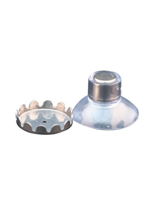 Le porte-savon  avec  ventouse et  capsule magnétique.