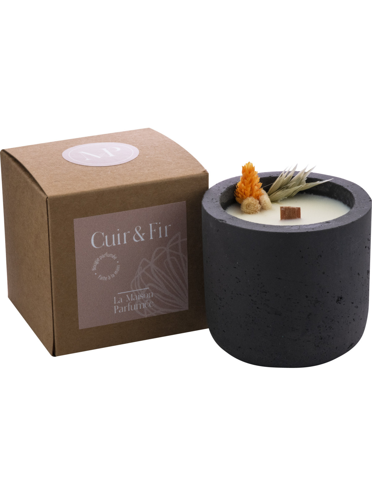 Bougie parfumée Cuir & Fir, 40 heures
